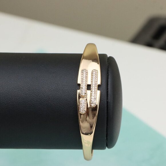 "Rose Gold Bangle with Triple Bar CZ Detailing, XPBL0449 - Picture 8 of 11